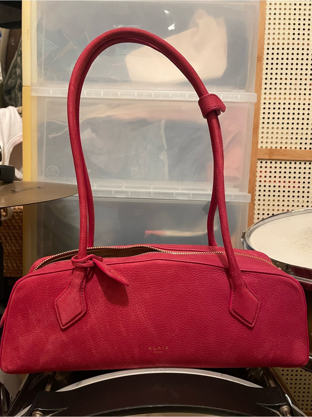 Alaia te Red Suede Shoulder Bag